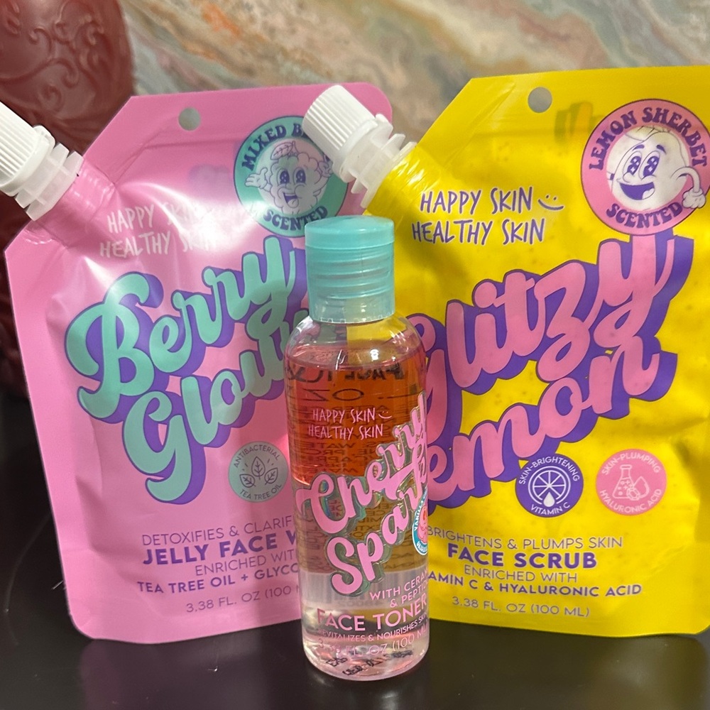 Happy Skin Facial Jelly Wash, Scrub, and Toner set made in India-all NEW!